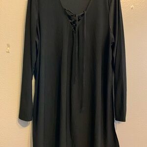 Chic Black Lace-Up Dress